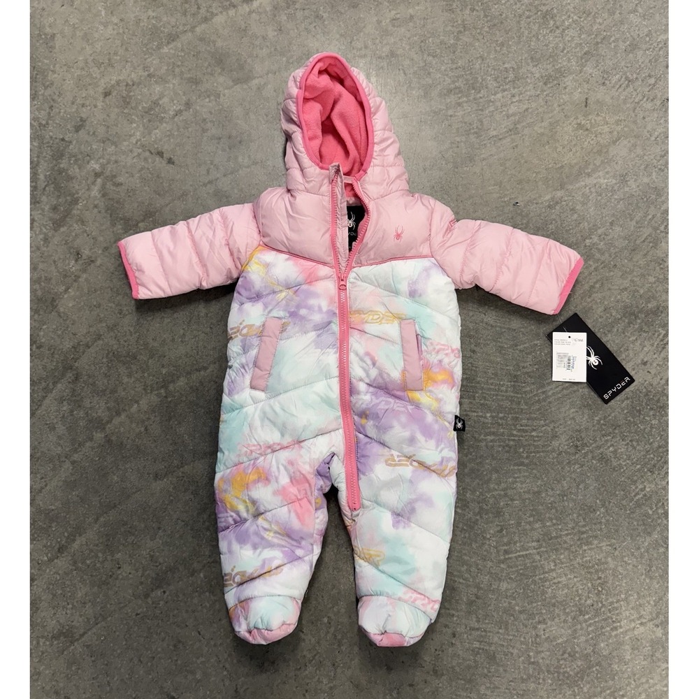 NWT Spyder Girl Infant Snow Suit Fleece Lined Pastel Colors Ski Winter 6/9 MO